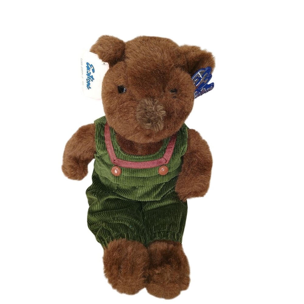 Emotions‎ Brown Plush Bear Green Corduroy Overalls G1069 Johnny Jr. Collectible